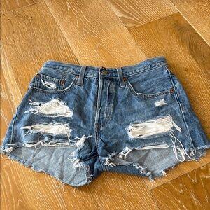 Distressed Denim Shorts
